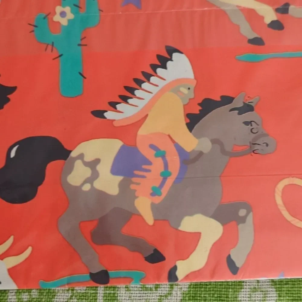 Hallmark‎ vintage Western theme print wrapping paper 🆕